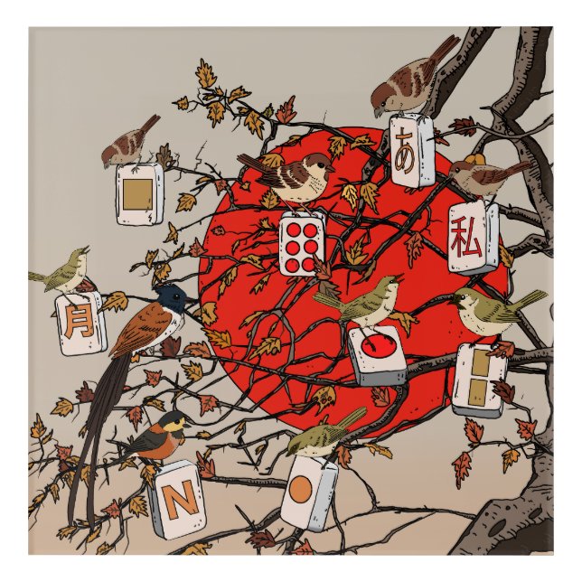 Mahjong Birds Game Acrylic Print (Front)