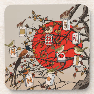 Mahjong Birds Game Beverage Coaster