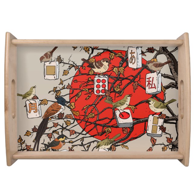 Mahjong Birds Game Serving Tray (Front)