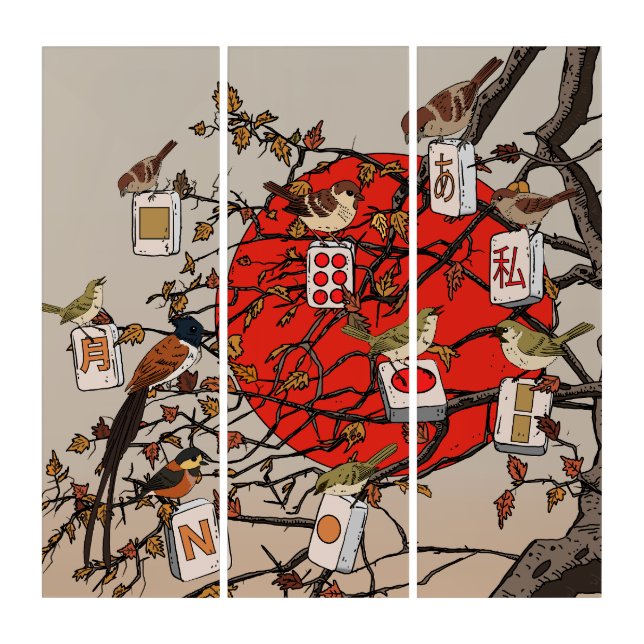 Mahjong Birds Game Triptych (Front)
