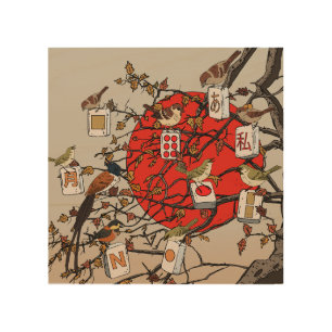 Mahjong Birds Game Wood Wall Art