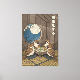 Mahjong birds playing Game Canvas Print