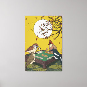 Mahjong birds playing Game Canvas Print