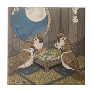 Mahjong birds playing Game Ceramic Tile