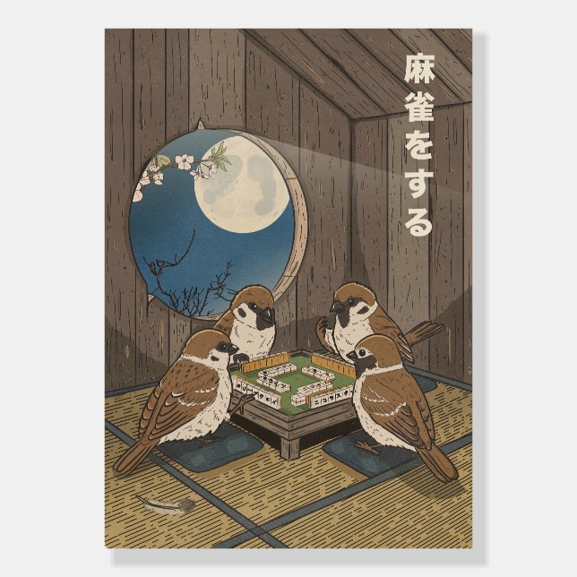 Mahjong birds playing Game  Foam Board (Front)