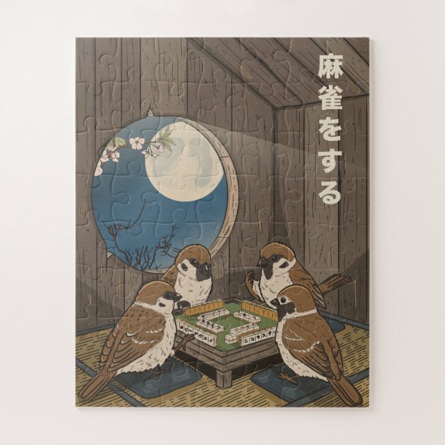 Mahjong birds playing Game  Jigsaw Puzzle (Vertical)