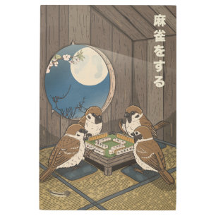 Mahjong birds playing Game Metal Print