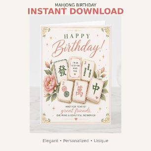 Mahjong Birthday Card Mah Jong Tiles