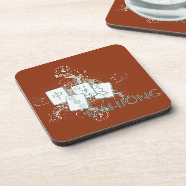 mahjong blue drink coaster (Left Side)