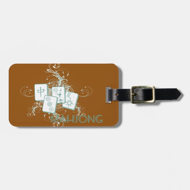 mahjong blue luggage tag (Front Horizontal)