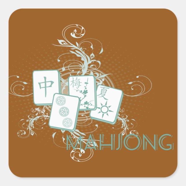 mahjong blue square sticker (Front)