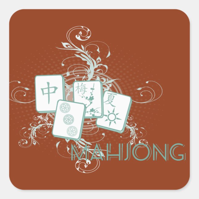mahjong blue square sticker (Front)
