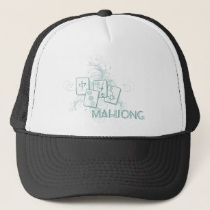 mahjong blue trucker hat