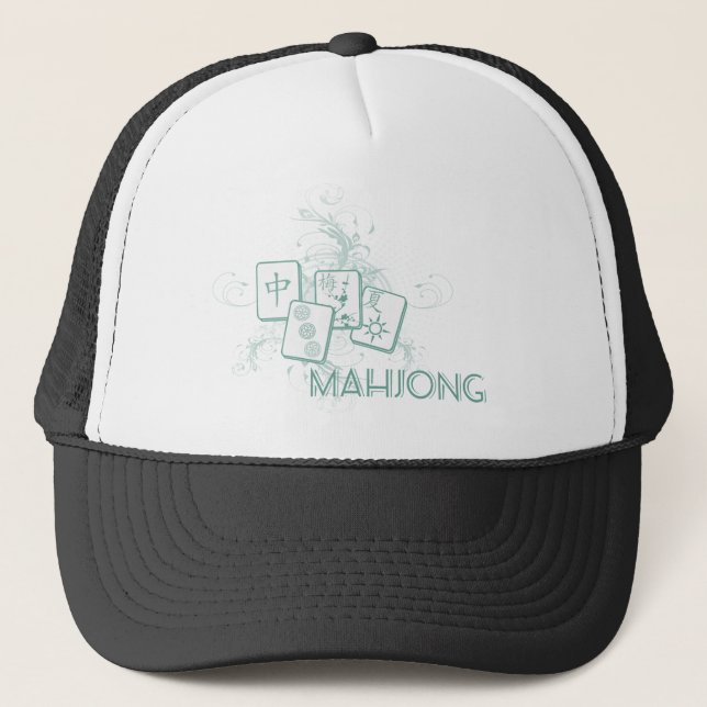mahjong blue trucker hat (Front)
