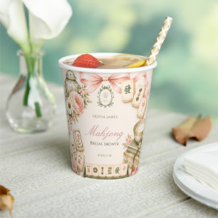 Mahjong bridal shower paper cups