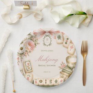Mahjong bridal shower paper plates
