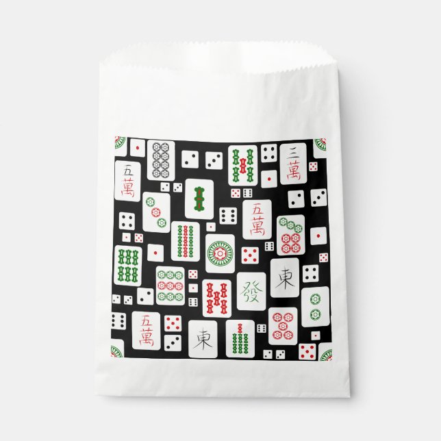 Mahjong cards game dice  favor bag (Front)