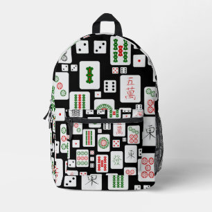 Mahjong cards game dice printed backpack