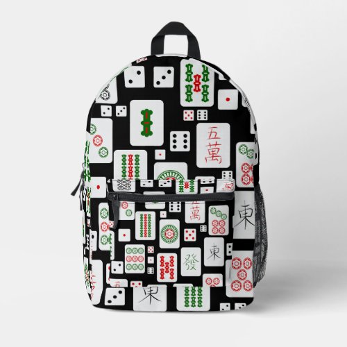 Mahjong cards game dice  printed backpack