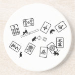 Mahjong Cat mahjong cat Drink Coaster<br><div class="desc">Mahjong tiles and black cat coasters</div>