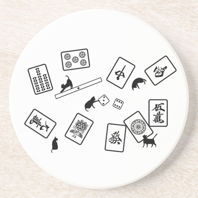 Mahjong Cat mahjong cat Drink Coaster (Front)