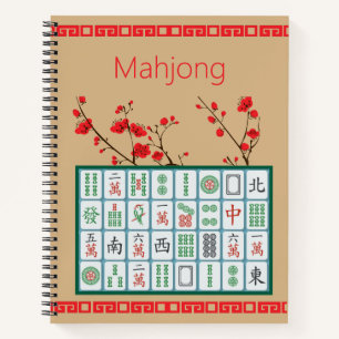 Mahjong Cherry Blossom Spiral Notebook