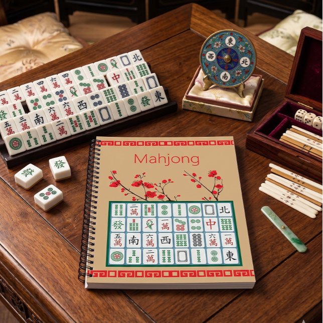 Mahjong Cherry Blossom Spiral Notebook (Creator Uploaded)