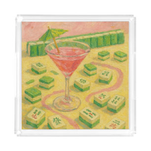 Mahjong Chic Painting Cocktail Acrylic Tray