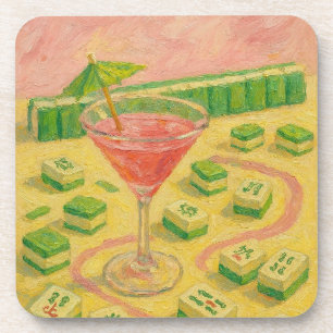 Mahjong Chic Painting Cocktail  Beverage Coaster
