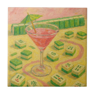 Mahjong Chic Painting Cocktail  Ceramic Tile