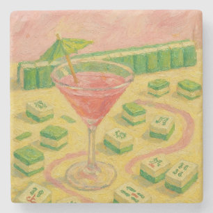 Mahjong Chic Painting Cocktail  Stone Coaster