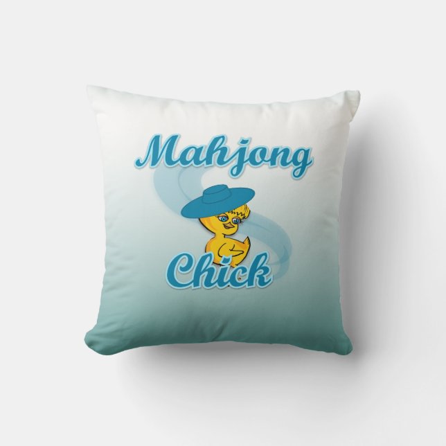 Mahjong Chick #3 Throw Pillow (Front)