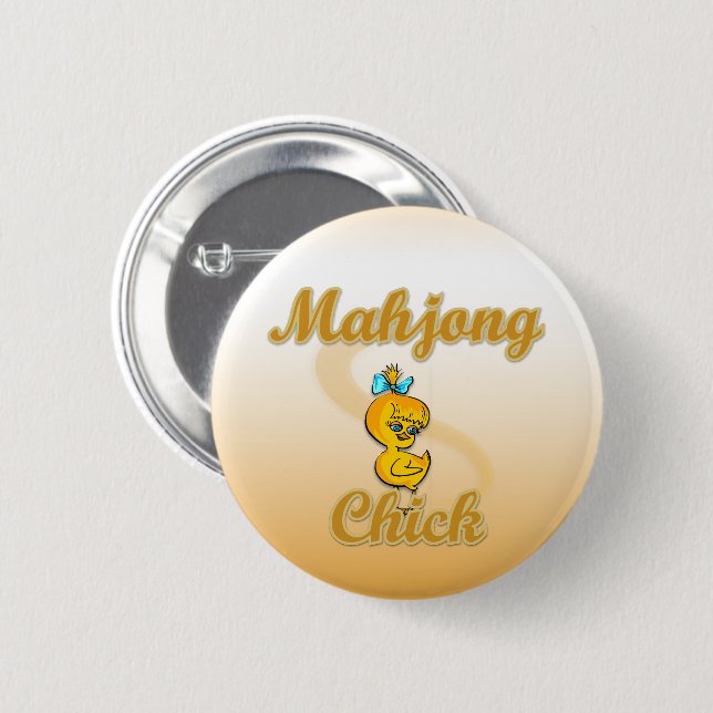 Mahjong Chick Button (Front & Back)