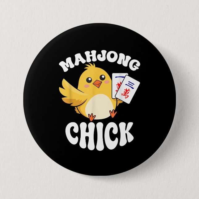Mahjong Chick Chinese Board Game Player Button (Front)