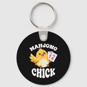 Mahjong Chick Chinese Board Game Player Keychain