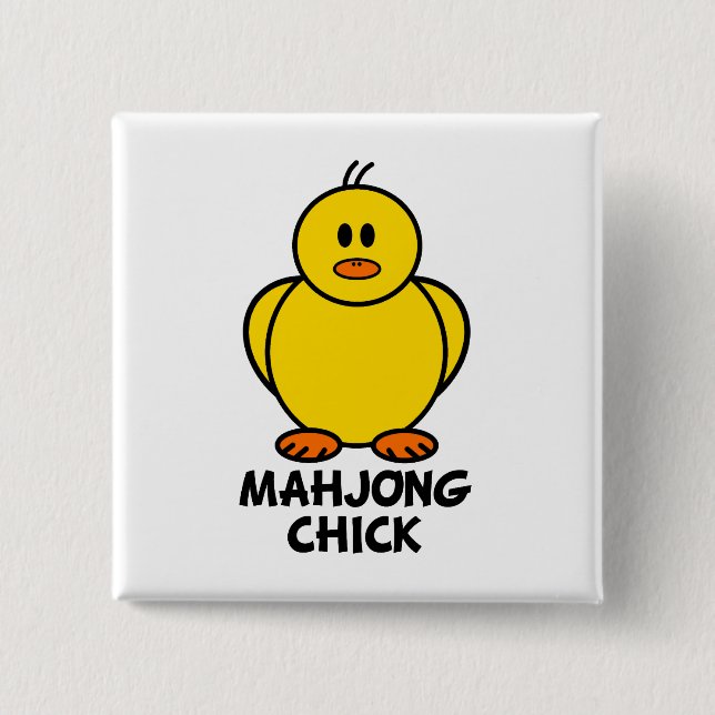 Mahjong Chick Pinback Button (Front)