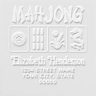Mahjong Chinese Style Fixed Text, 4 Tiles, Address Embosser