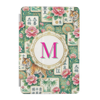 Mahjong Chinoiserie Floral Personalized Monogram iPad Mini Cover