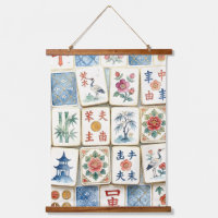 Mahjong Chinoiserie Tiles Watercolor Flowers Birds