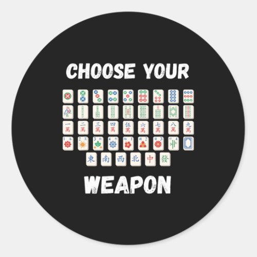 Mahjong Choose Your Weapon Chinese Board Game Mahj Classic Round Sticker