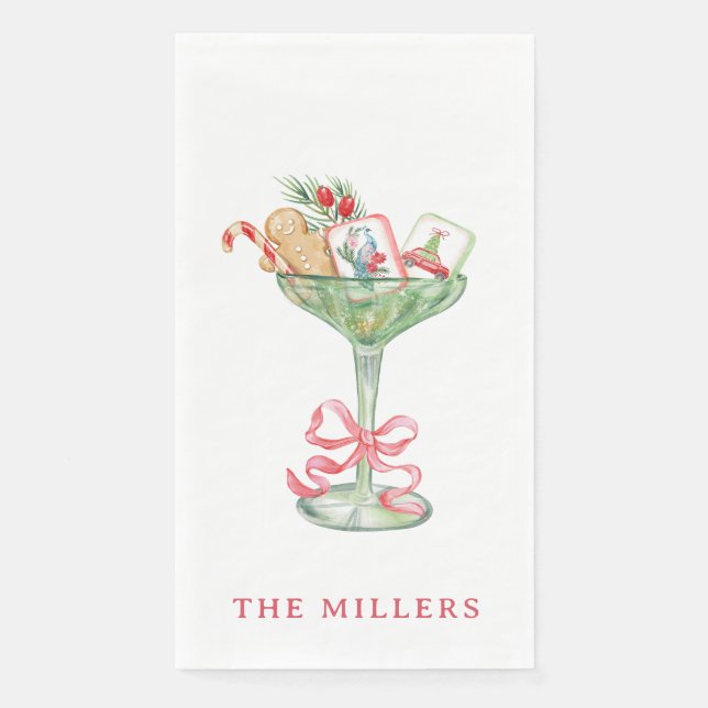 Mahjong Christmas Martini Paper Guest Towels (Front)