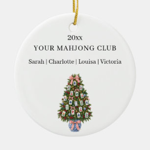 Mahjong club members names Christmas Ceramic Ornament
