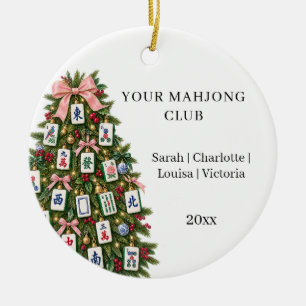Mahjong club members names Christmas tree Ceramic Ornament
