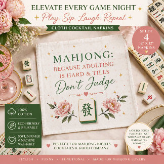 Mahjong Cocktail Napkins Funny Hostess Set