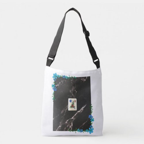 Mahjong Crossbody Bag with Blue Floral Accent