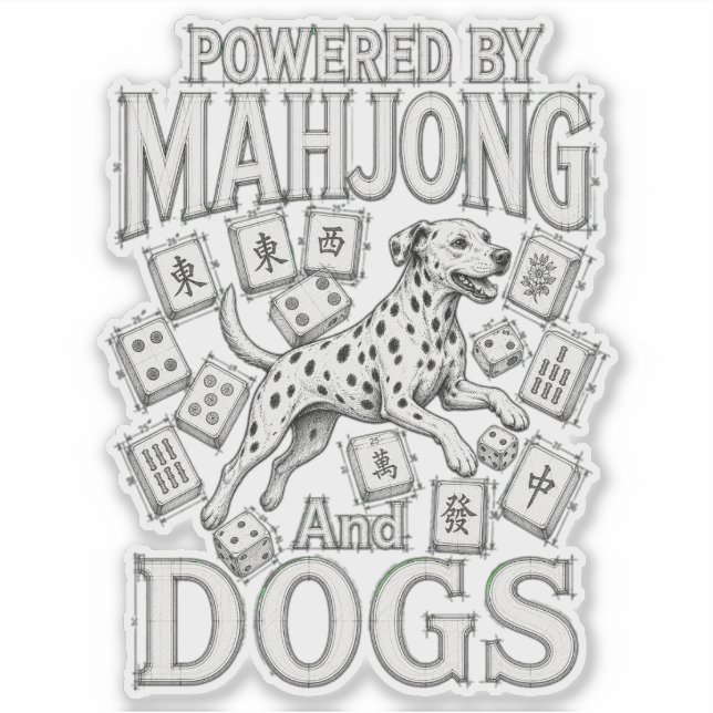 Mahjong & Dalmatian Dog Lover Gift Sticker (Front)