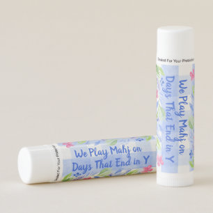 Mahjong Days End in Y Watercolor Flower Gingham Lip Balm