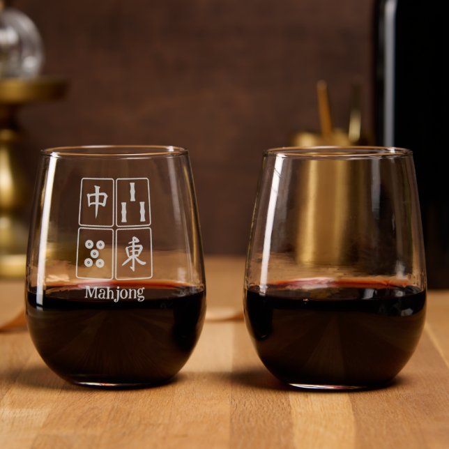 Mahjong Design Etched Glassware (Party)