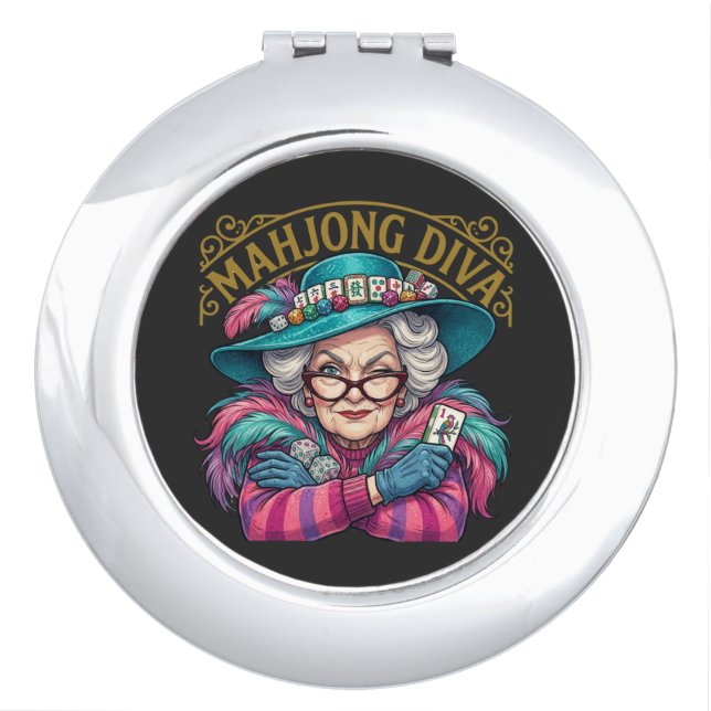 Mahjong Diva Funny Women's Compact Mirror (Front)