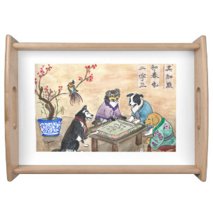 Mahjong Dogs Serving Tray - yellow